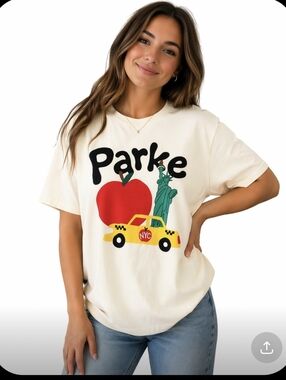 Parke Nyc Short Sleeve Tee Cream Small Medium NWOT